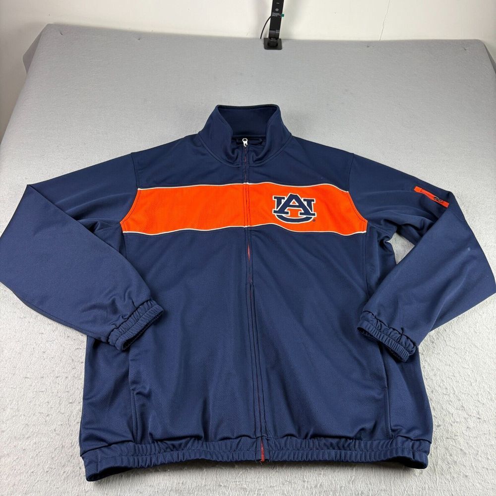 Auburn Tigers Jacket Mens‎ XL Blue Track Full Zip Embroidered Performance NCAA